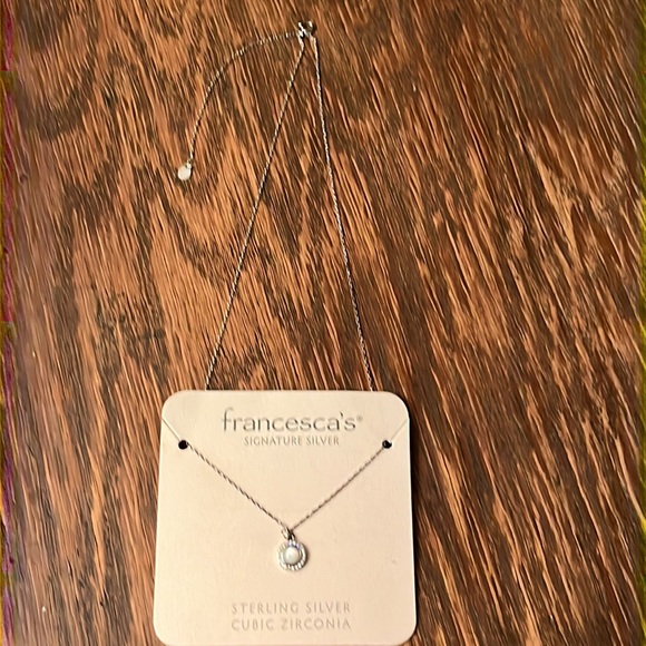 NWT Francesca’s Signature Silver Necklace with Iridescent Stone - Picture 2 of 5